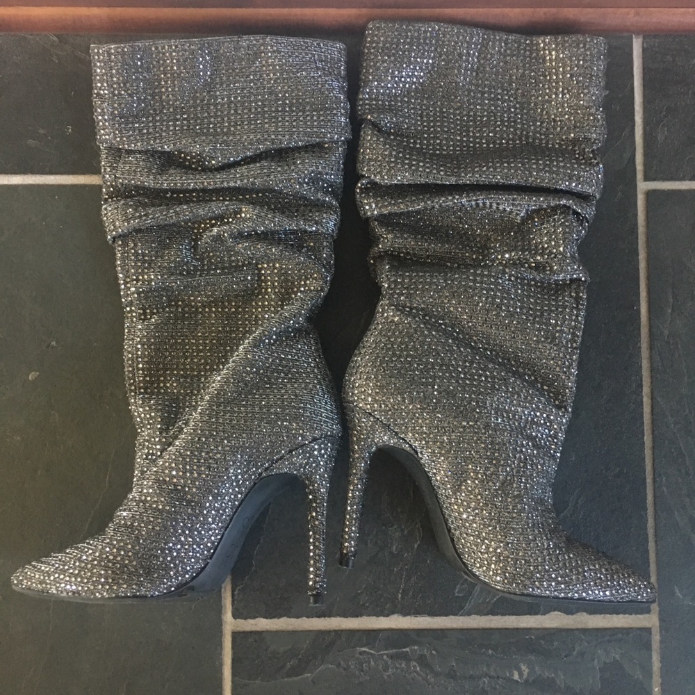 Jessica Simpson Sparkle Tall Boots (Silver) SZ 7